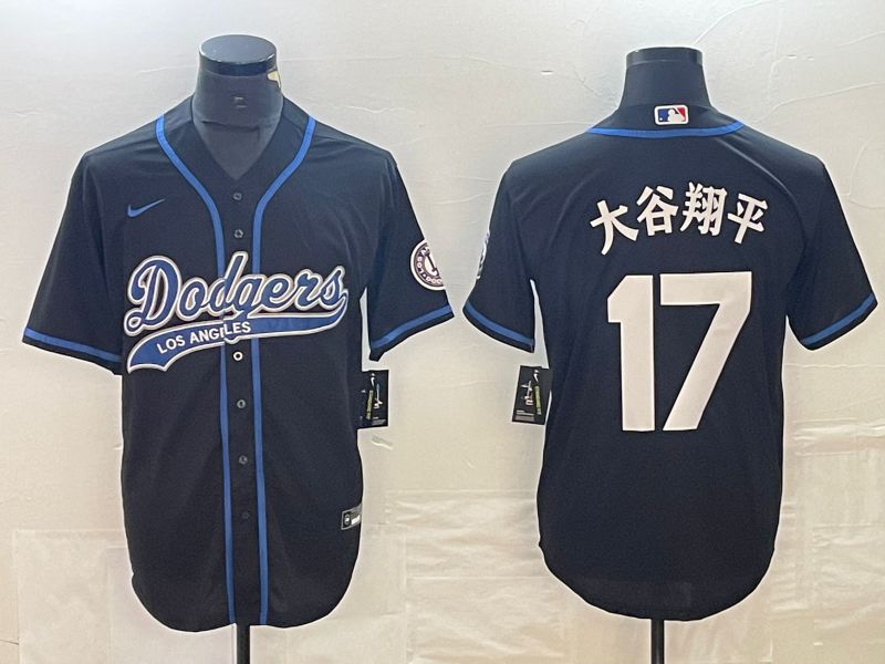 Men Los Angeles Dodgers #17 Ohtani Black Nike Game MLB Jersey style 10